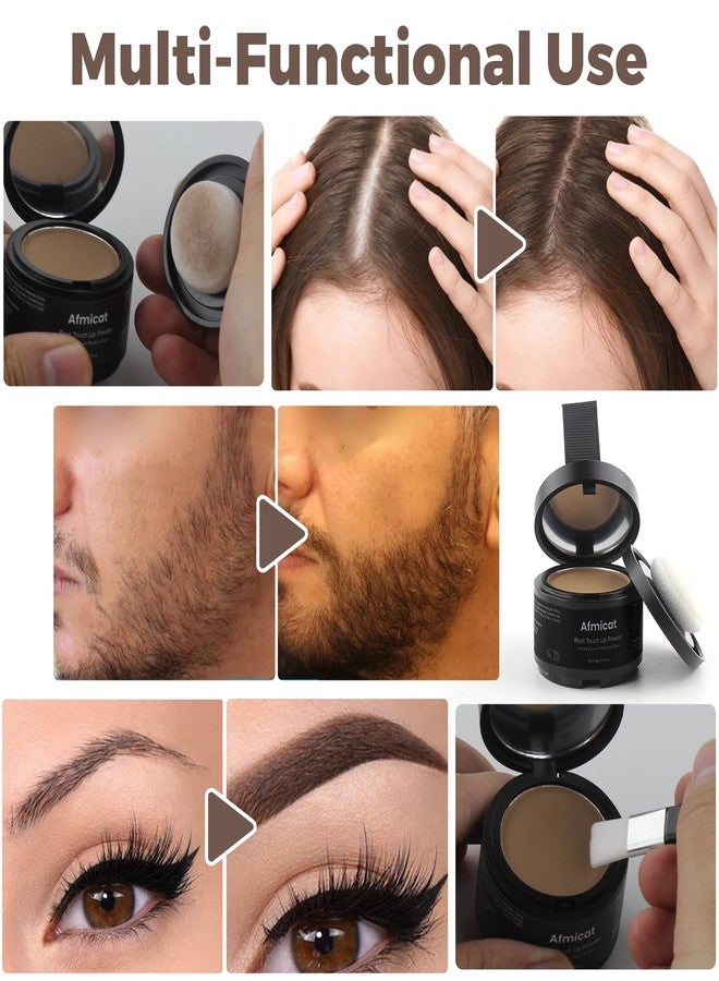 afmicat Instant Hairline Powder, Root Touch Up Hair Color for Gray Coverage and Thinning Hair, Root Cover Up Conceals Hair Loss & Bald Spots, Natural and Non-Greasy Hair Color for Women & Men, Brown - Image 3